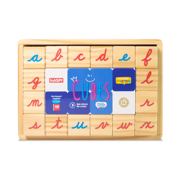 Cube’s 40mm Montessori inspired, (Cursive) x24, wooden tray