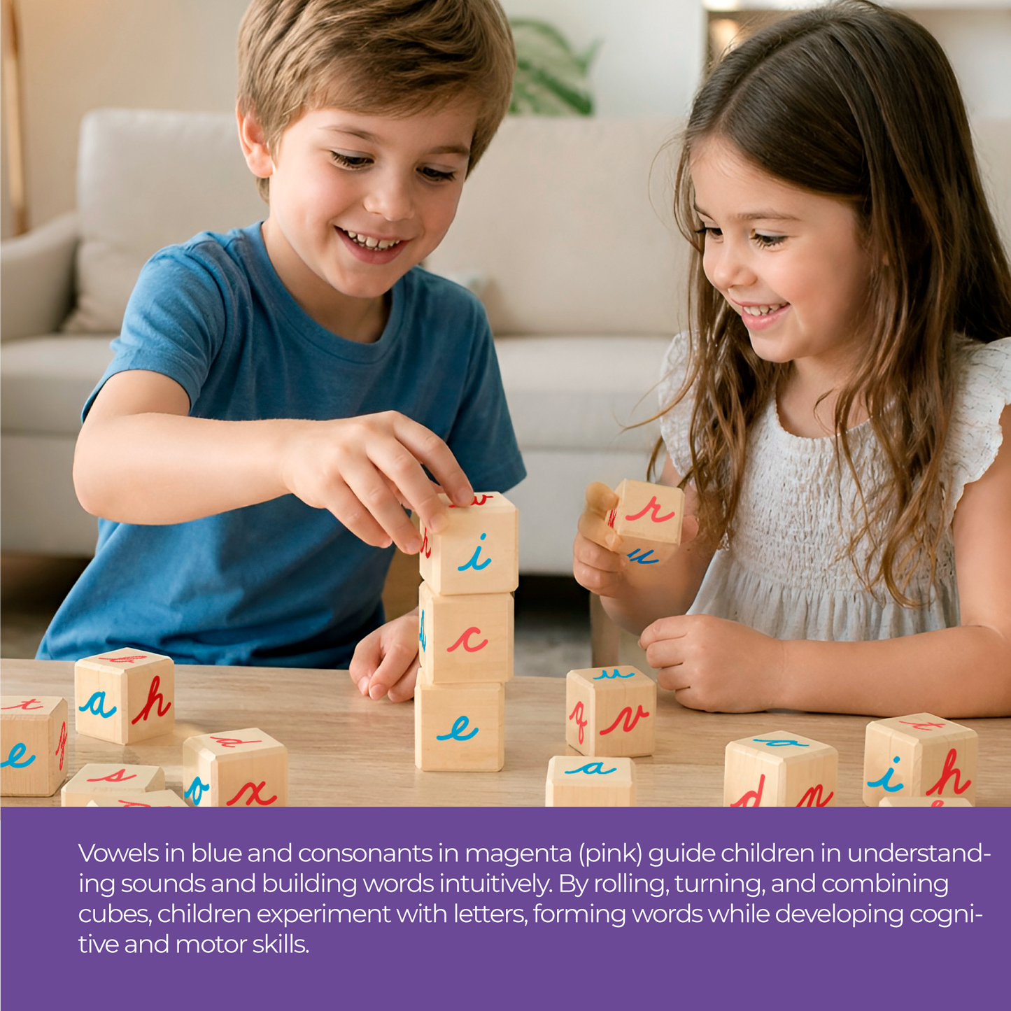 Cube’s 40mm Montessori inspired, (Cursive) x24, wooden tray
