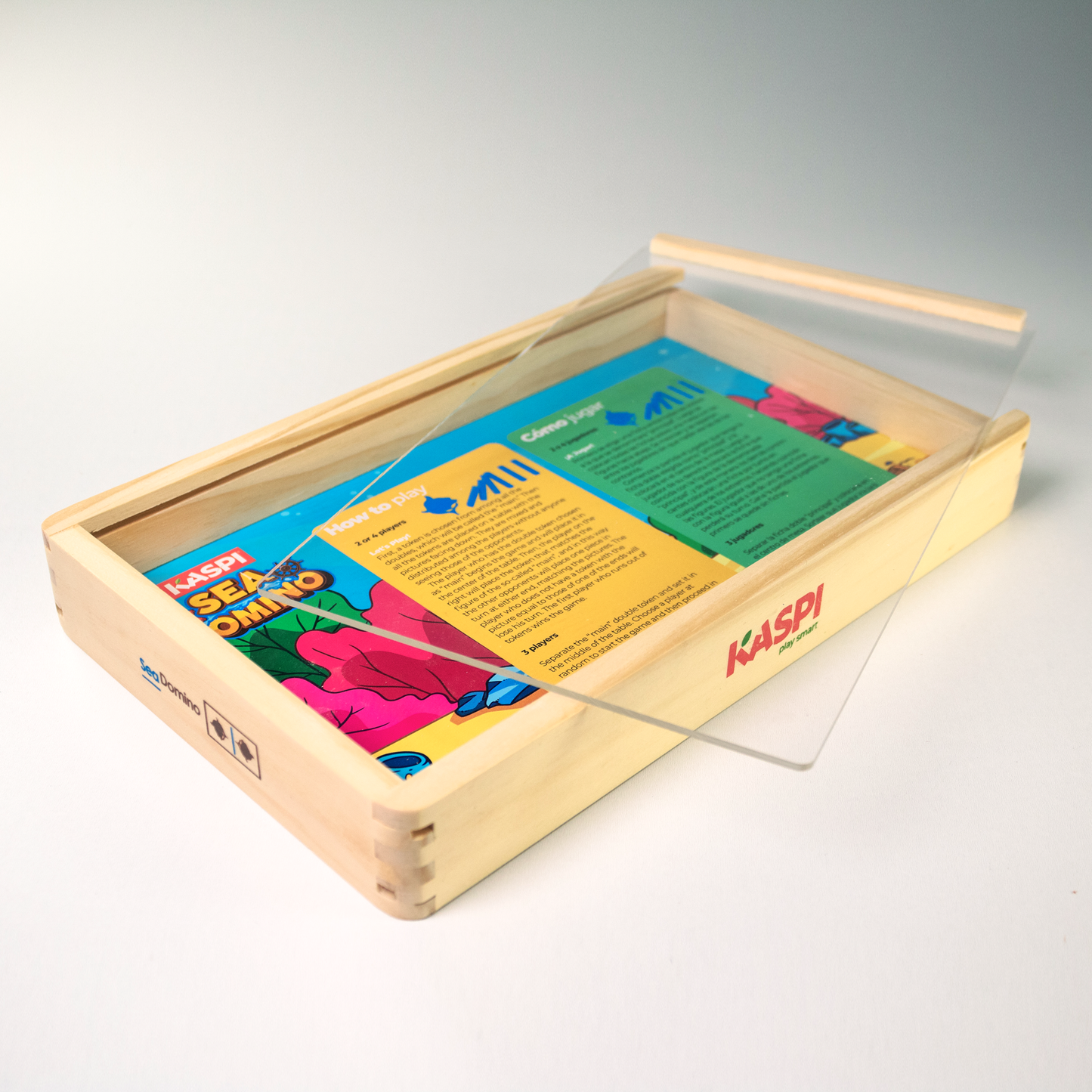 Kaspi Sea Domino x28 wooden box w/acrylic lid