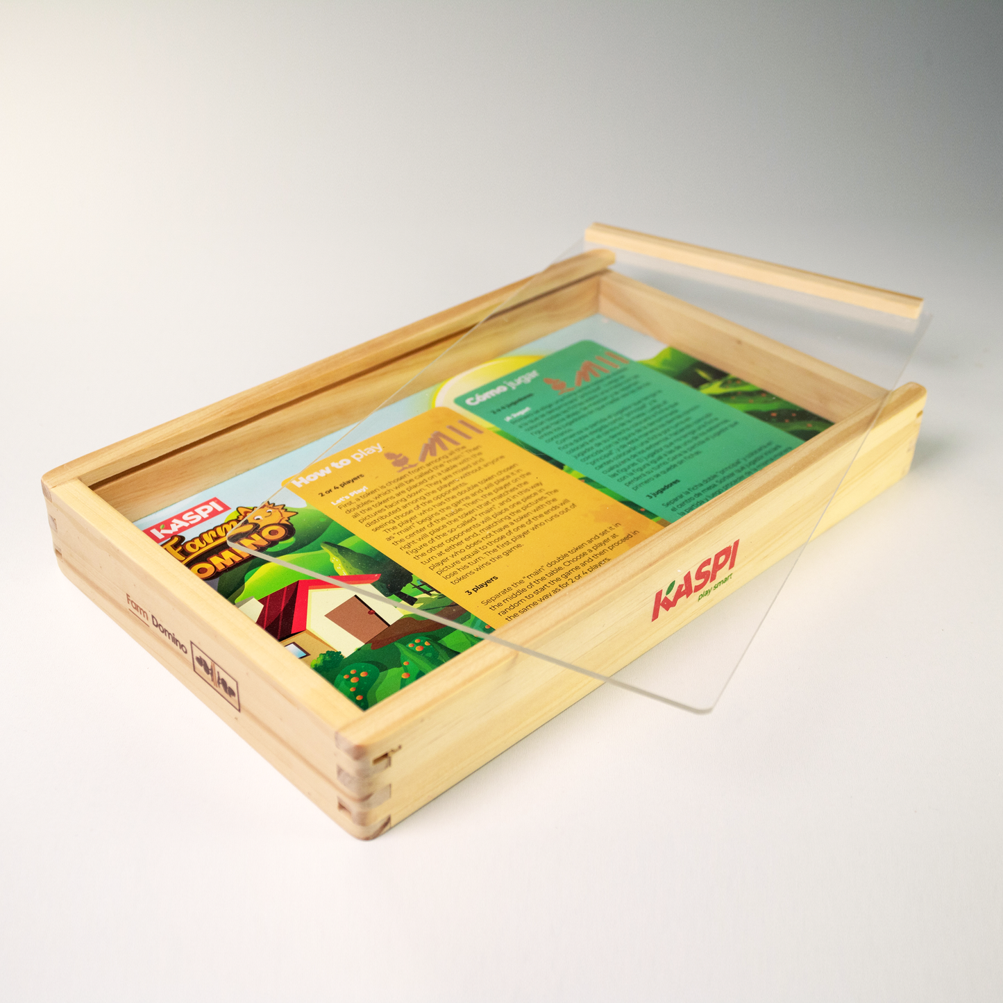 Kaspi Farm Domino x28 wooden box w/acrylic lid