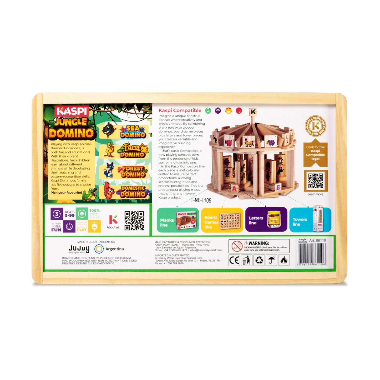 Kaspi Jungle Domino x28 wooden tray