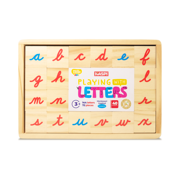 Playing With Letters 40mm Montessori inspired, (Cursive) x72 Wooden tray
