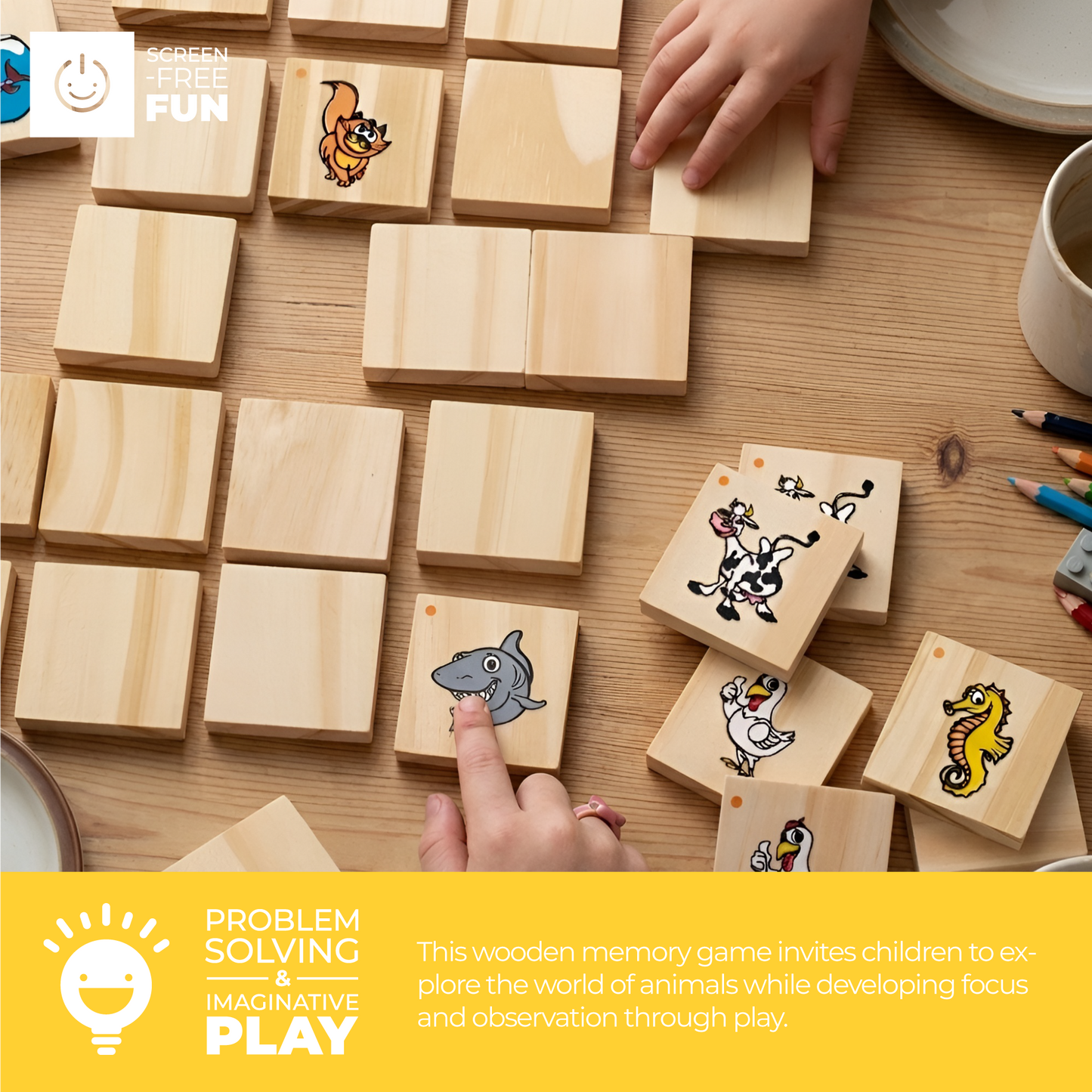 Kaspi Animals Memory Game x48, wooden box w/acrylic lid