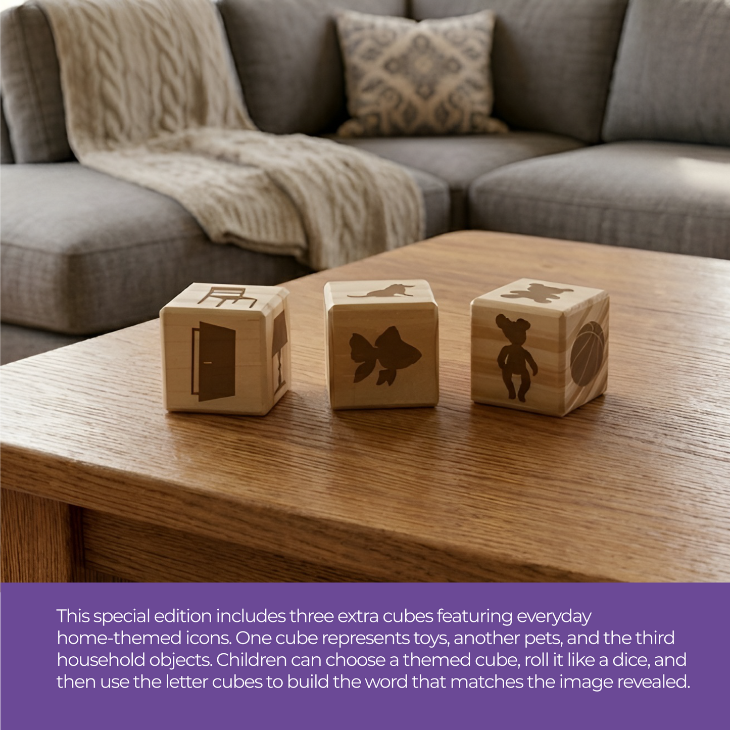Cube’s Roll To Spell 36mm Montessori inspired, (Print) x27, Cardboard L