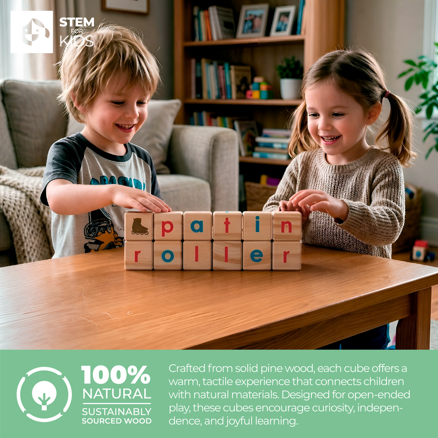 Cube’s Roll To Spell 36mm Montessori inspired, (Print) x27, Cardboard L