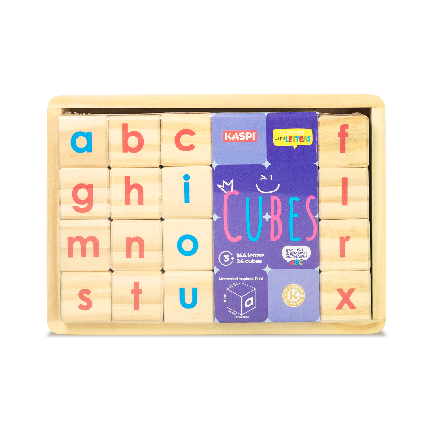 Cube’s 36mm Montessori inspired, (Print) x24, wooden tray