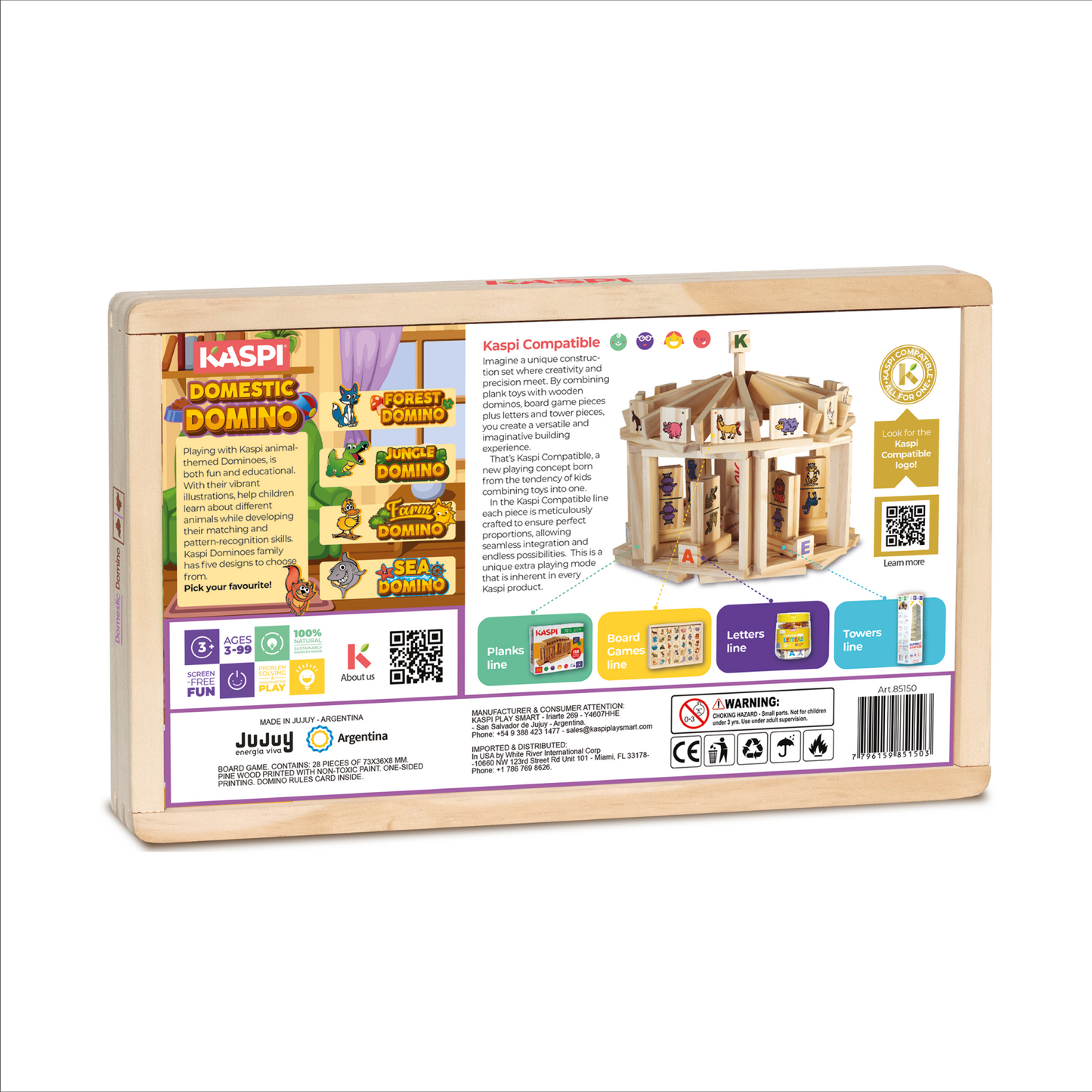 Kaspi Domestic Domino x28 wooden box w/acrylic lid