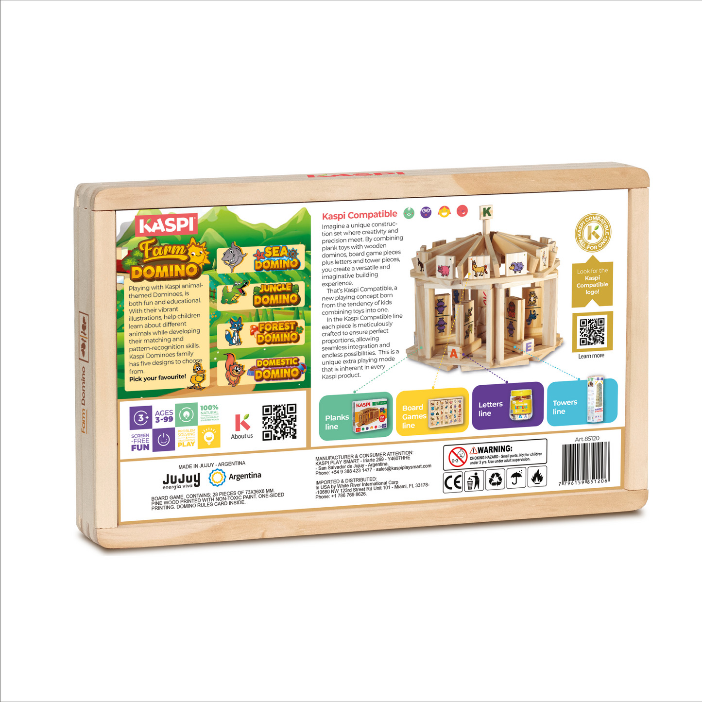 Kaspi Farm Domino x28 wooden box w/acrylic lid