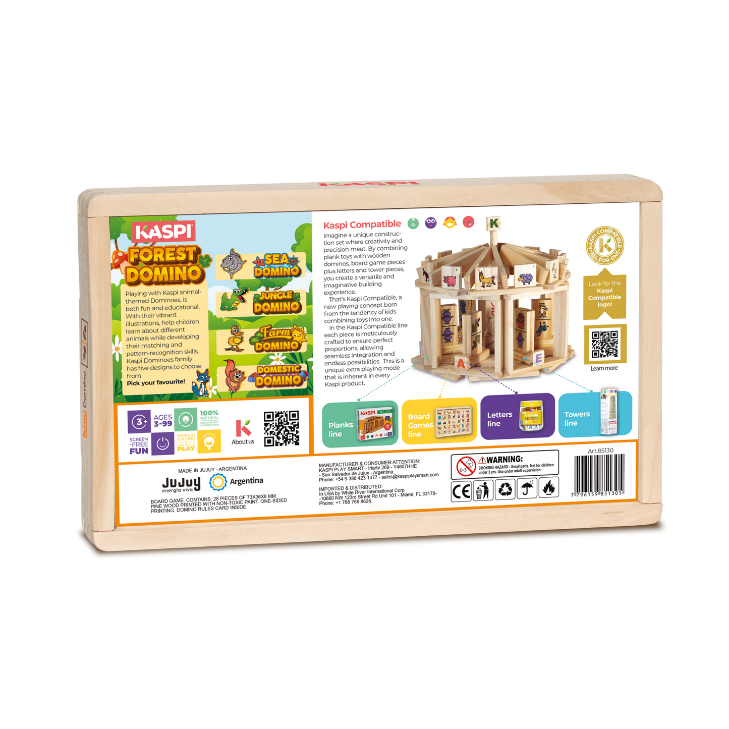 Kaspi Forest Domino x28 wooden box w/acrylic lid