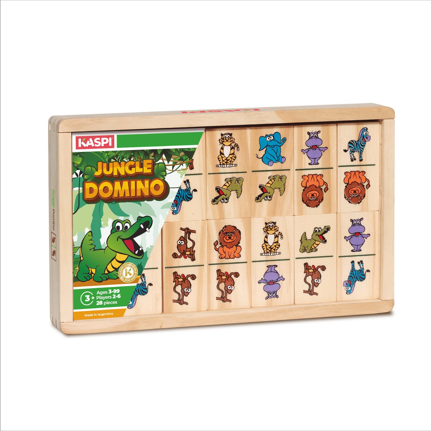 Kaspi Jungle Domino x28 wooden box w/acrylic lid