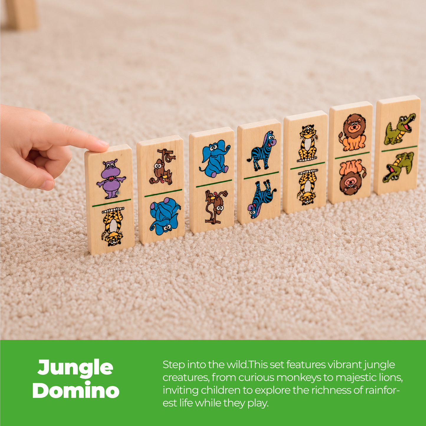 Kaspi Jungle Domino x28 wooden box w/acrylic lid