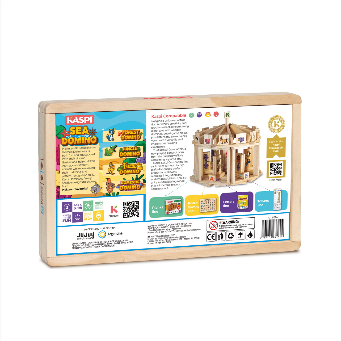 Kaspi Sea Domino x28 wooden box w/acrylic lid