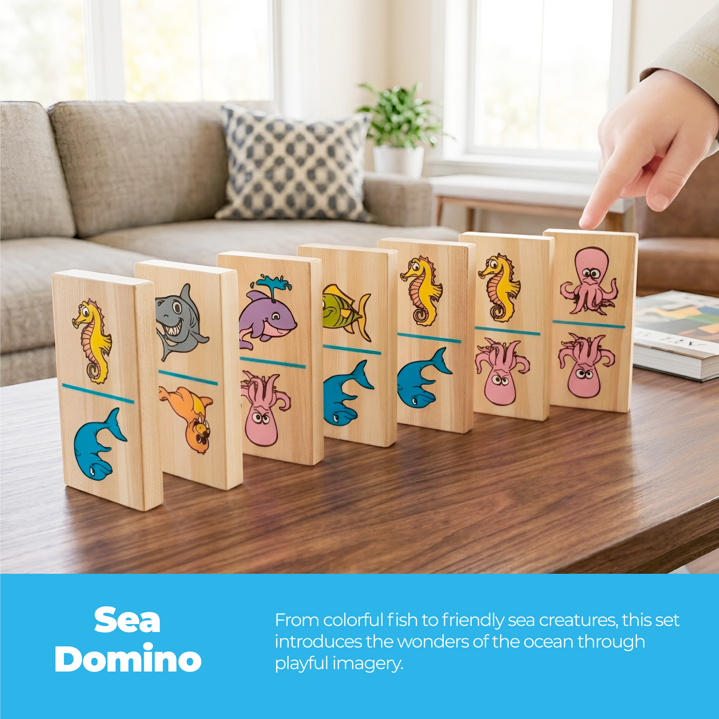 Kaspi Sea Domino x28 wooden box w/acrylic lid