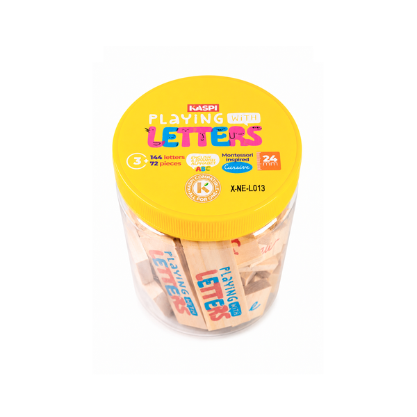 Playing With Letters 24mm Montessori inspired, (Cursive) x72 plastic jar