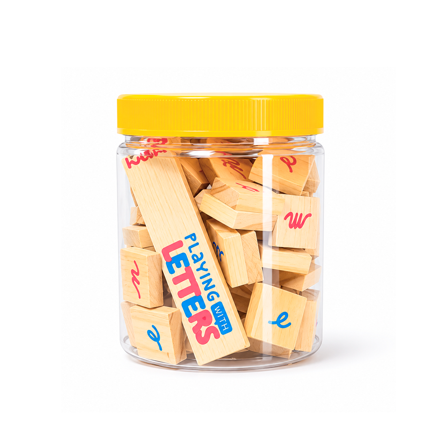 Playing With Letters 24mm Montessori inspired, (Cursive) x72 plastic jar
