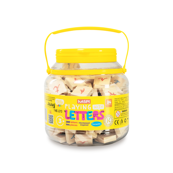 Playing With Letters 24mm Montessori inspired, (Cursive) x144 plastic jar