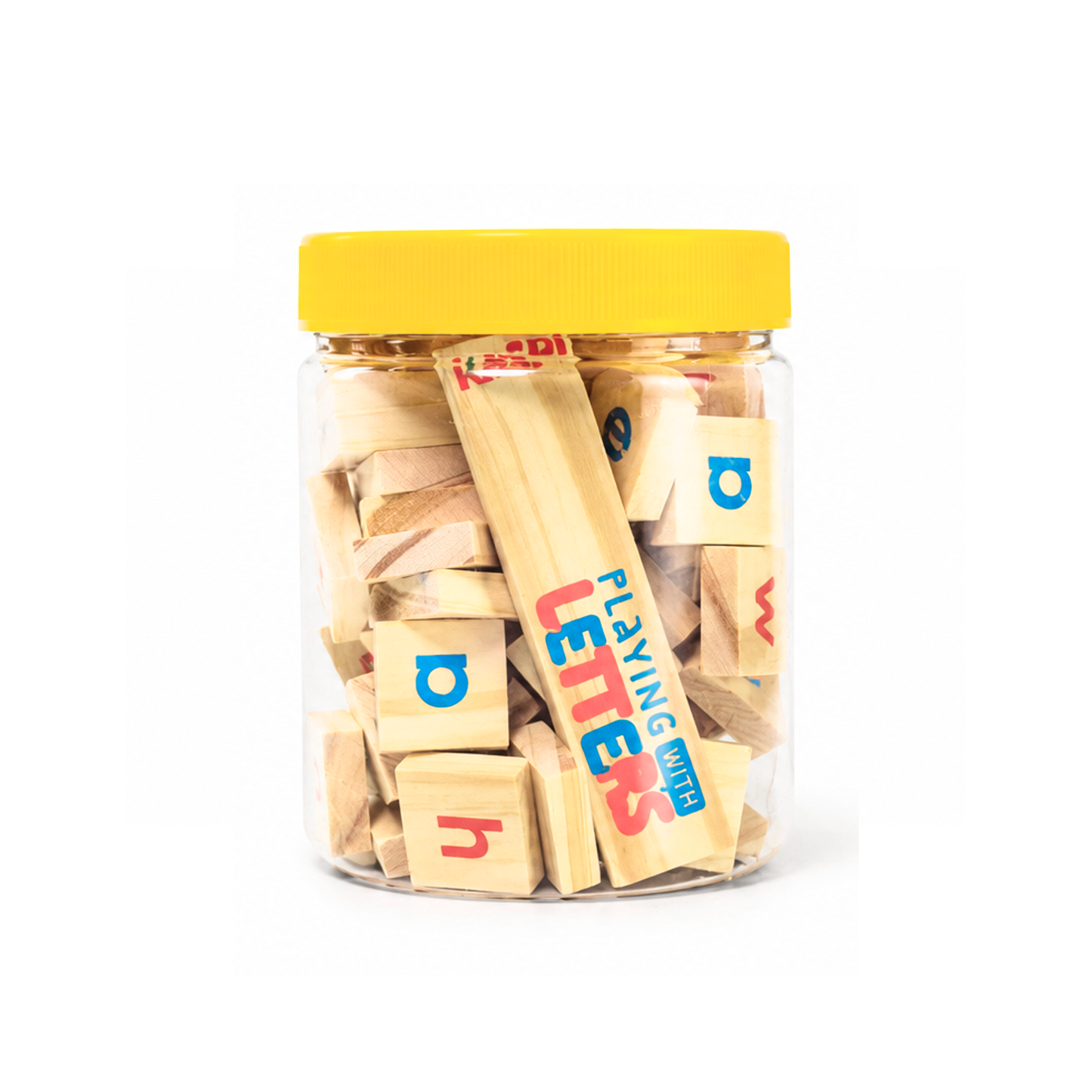 Playing With Letters 24mm Montessori inspired, (Print) x72 plastic jar