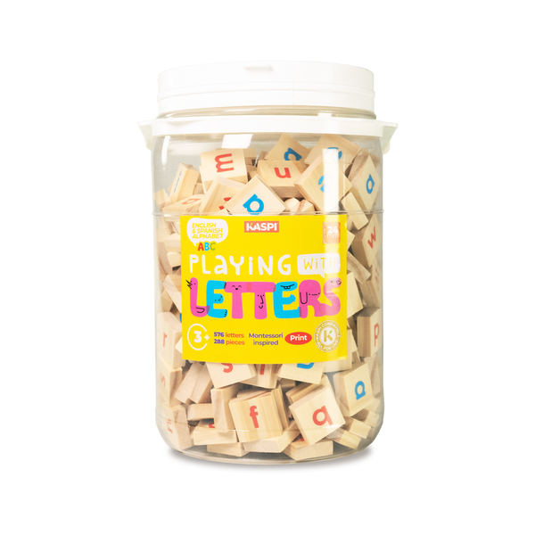 Playing With Letters 24mm Montessori inspired, (Print) x288 plastic jar
