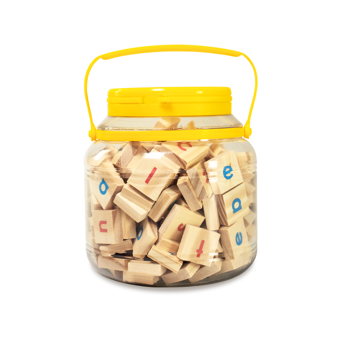 Playing With Letters 24mm Montessori inspired, (Print) x144 plastic jar
