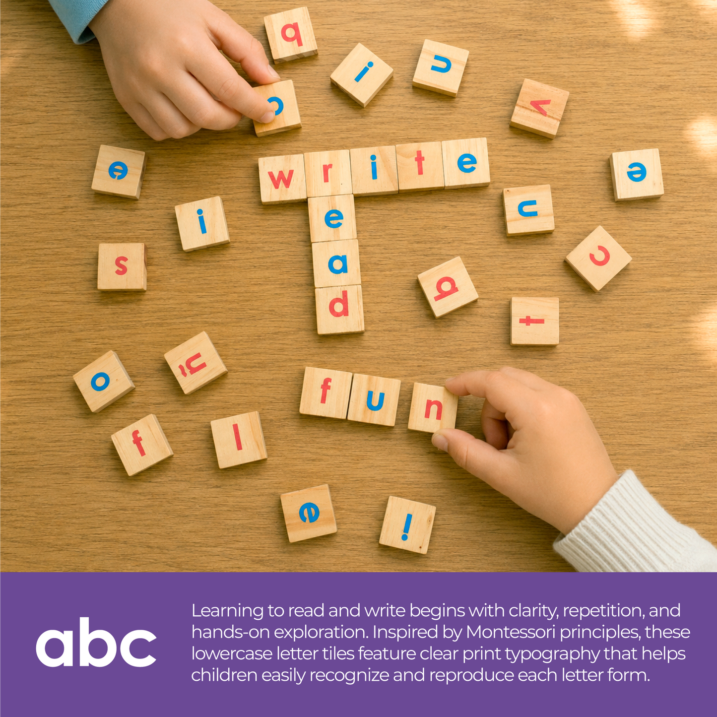 Playing With Letters 24mm Montessori inspired, (Print) x72 plastic jar