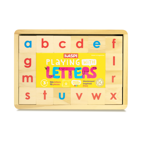 Playing With Letters 36mm Montessori inspired, (Print) x72 Wooden tray