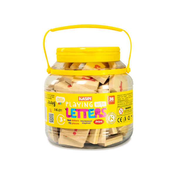 Playing With Letters 36mm Montessori inspired, (Print) x 72 plastic jar