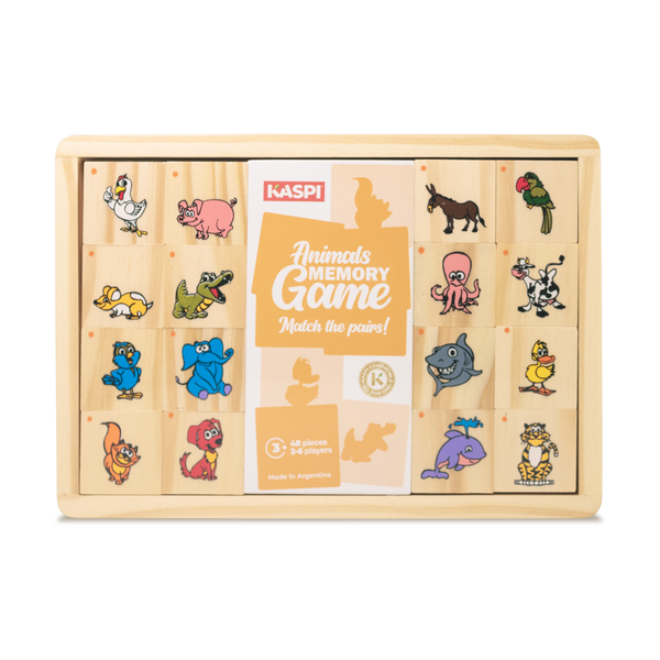 Kaspi Animals Memory Game x48, wooden tray