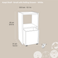 Kaspi Shelf – Small with Rolling Drawer – White