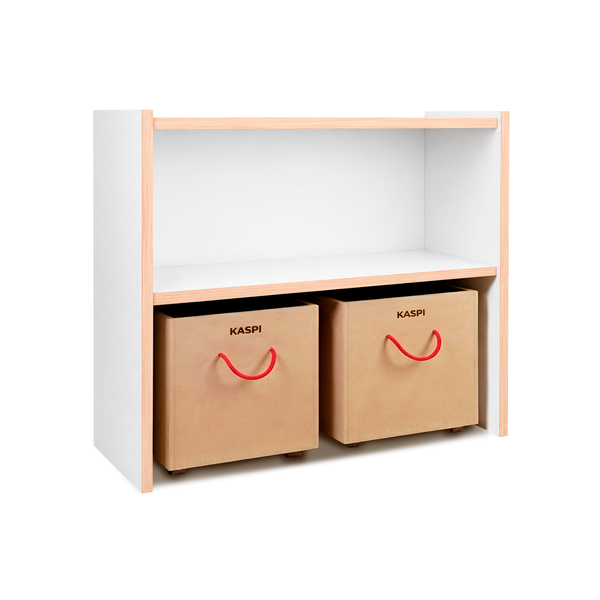 Kaspi Shelf – Medium with Rolling Drawers – Natural