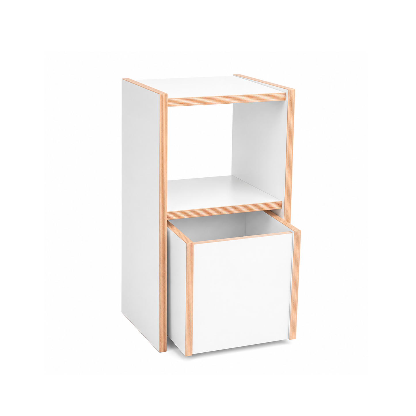 Kaspi Shelf – Small with Rolling Drawer – White