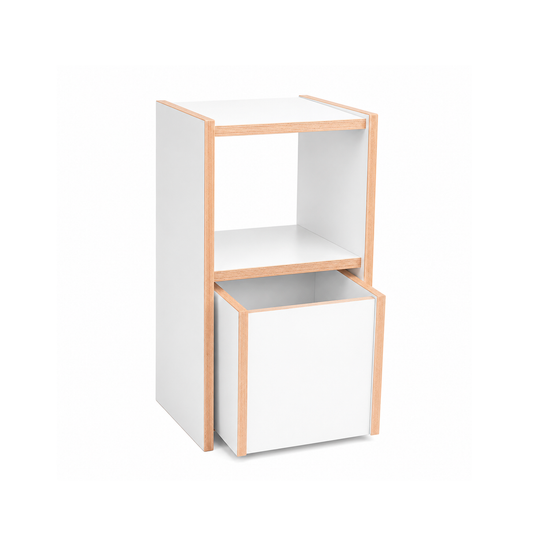 Kaspi Shelf – Small with Rolling Drawer – White