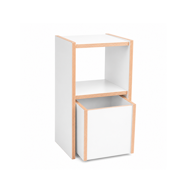 Kaspi Shelf – Small with Rolling Drawer – White