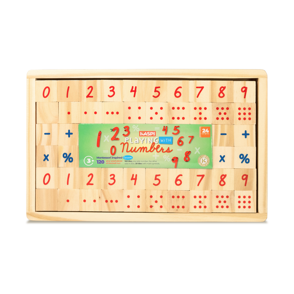 Playing With Numbers 24mm Montessori inspired, (Cursive) x120 Wooden tray