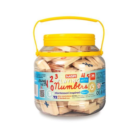 Playing With Numbers 36mm Montessori inspired, (Cursive) x72 Plastic jar